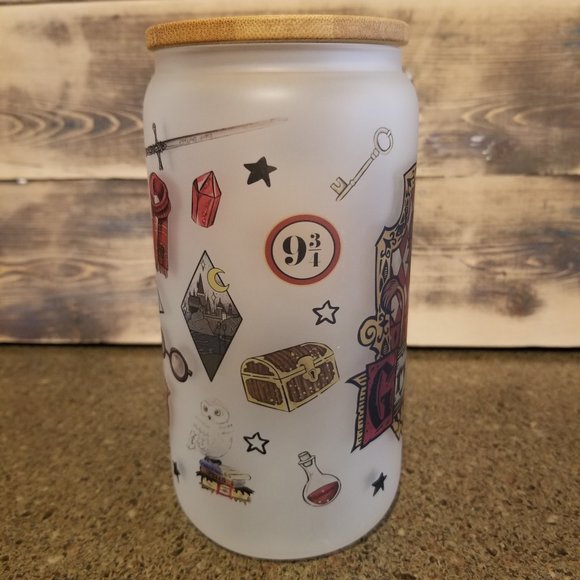 Harry Potter Wizard (3) Frosted Glass Tumblers with Gryffindor and Hufflepuff - Picture 16 of 16